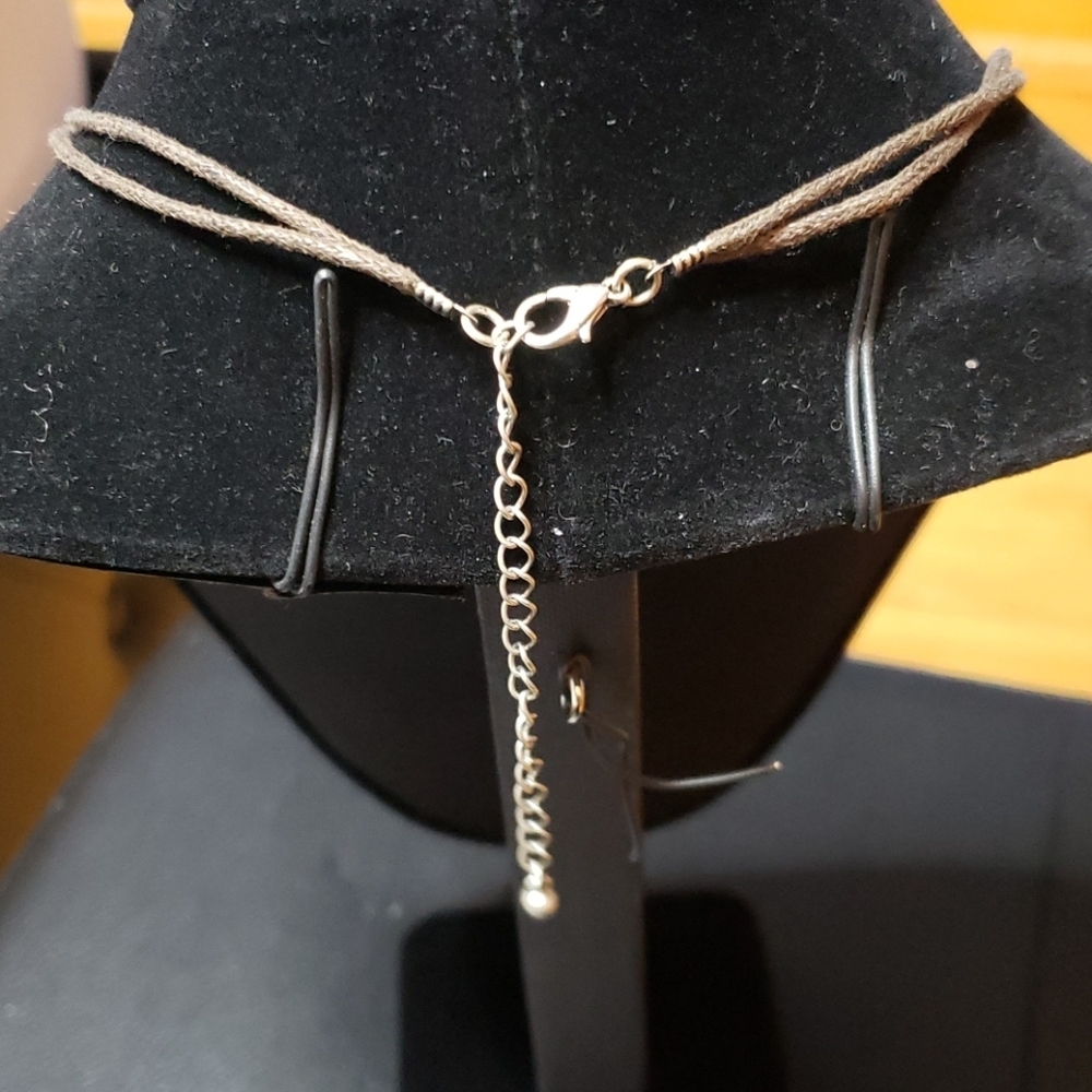 Large Hammered Metal Disc Statement Necklace - image 6